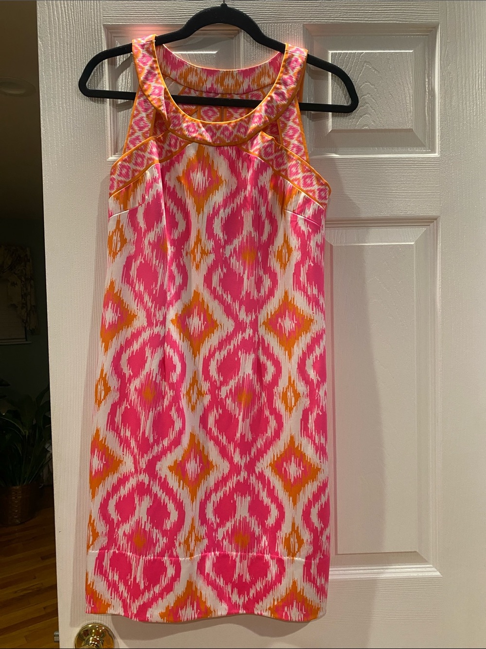 Gretchen Scott Designs Pink & Orange Ikat Sleeveless Shift Dress